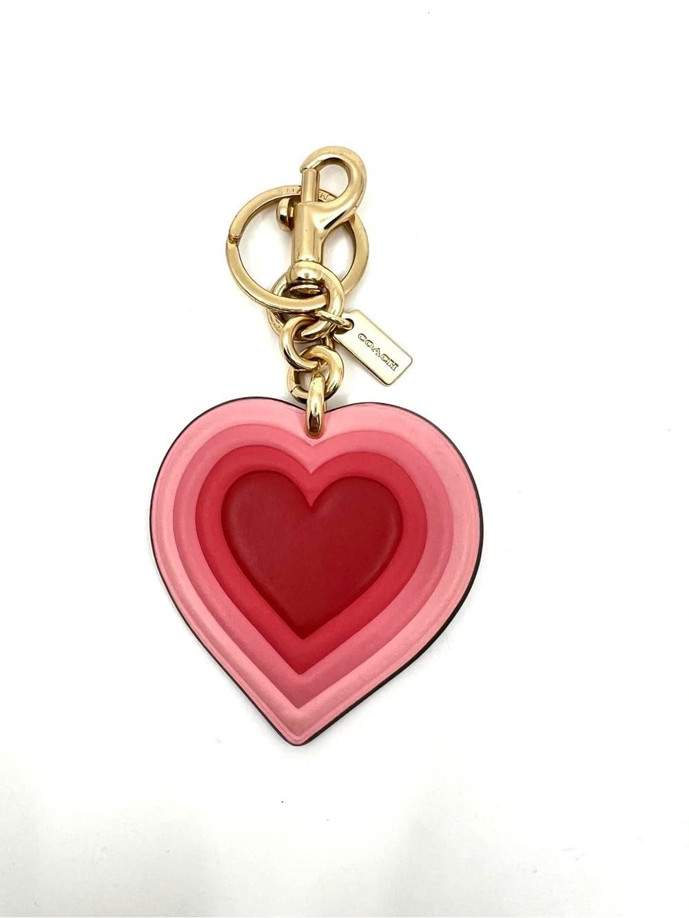 Coach 70's Heart Burst Bag Charm In Signature Canvas and Pink Leather